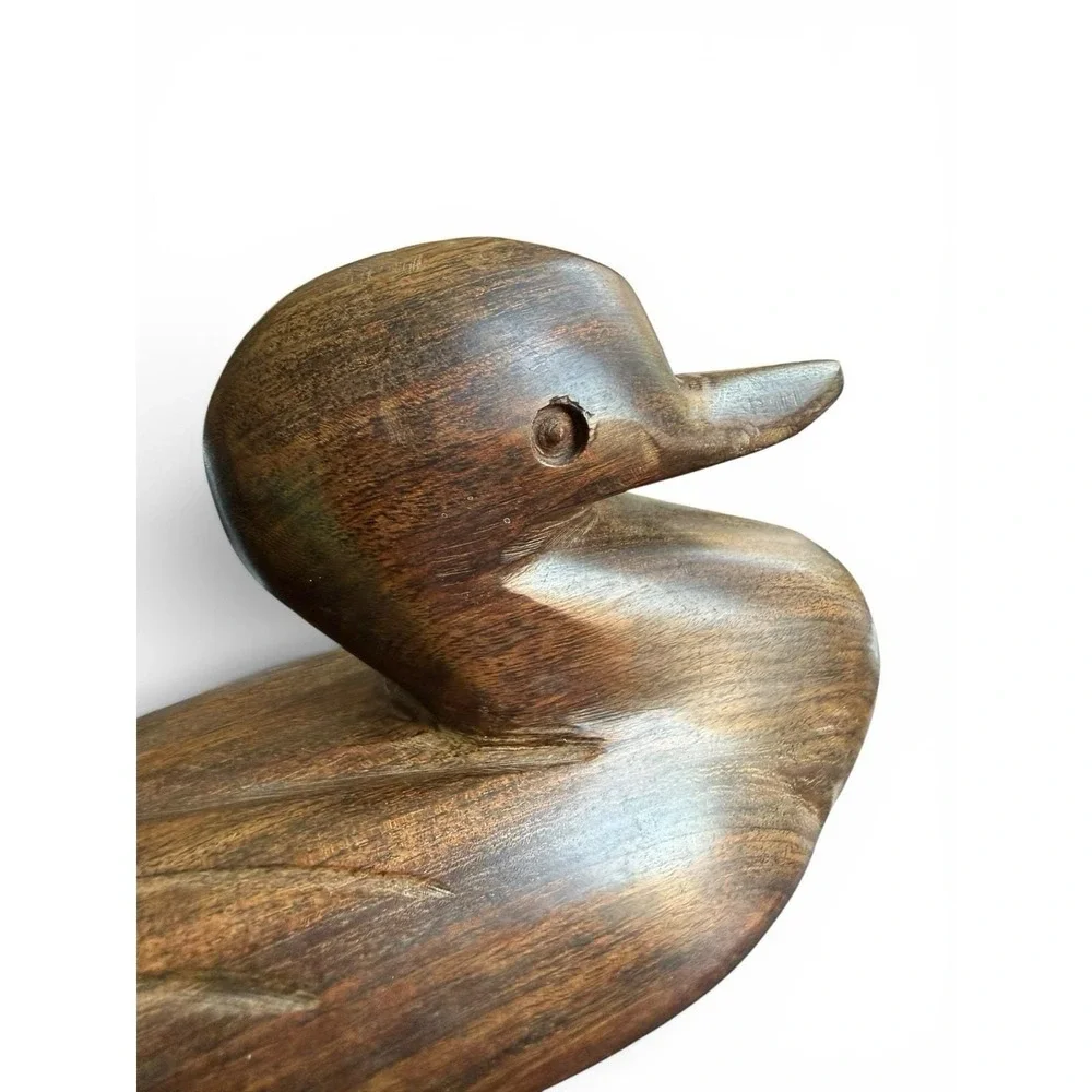 Vintage Decorative Duck Decoy‎ Hand-Carved Heavy Ironwood